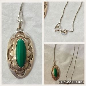 Vintage Native American malachite necklace 925